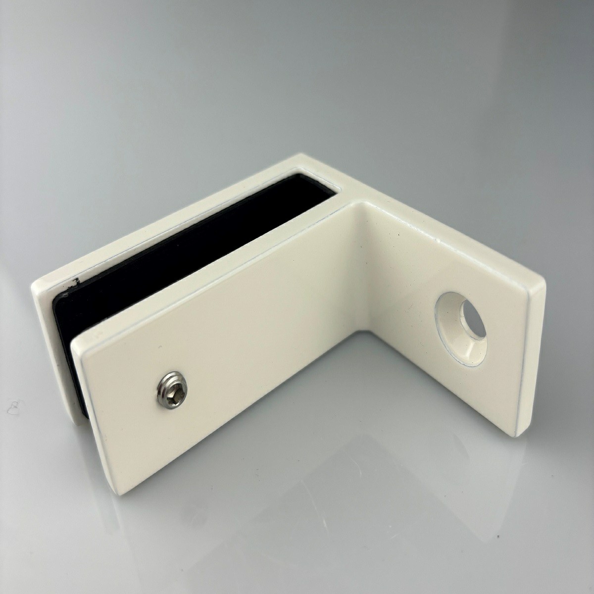 Glass Clamp - Wall Mount with Leg - Matt White